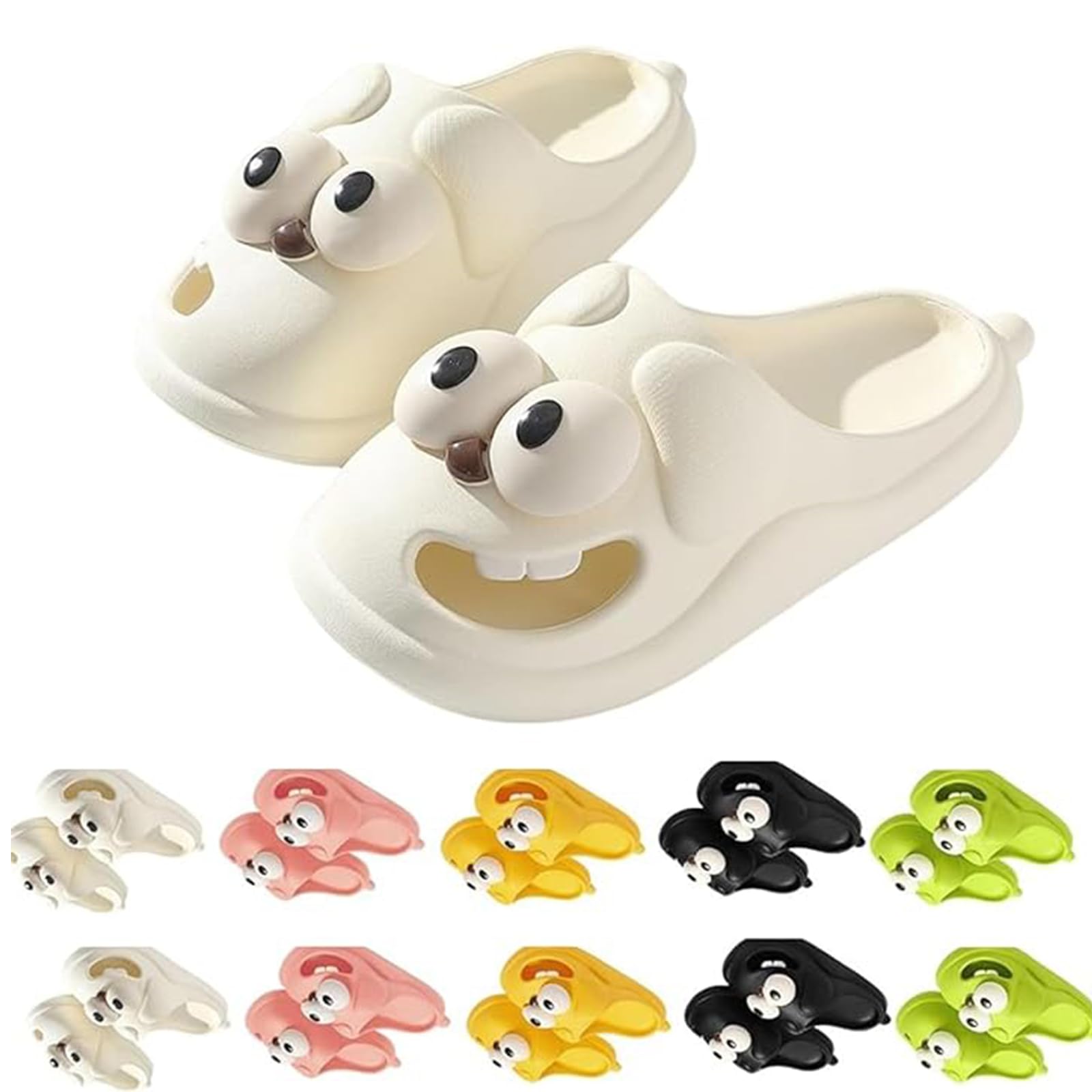 Tongue Kiss Slippers Cute Funny Big Eye Dog Slipper - White - 8-9 Wide Women/7.5-8 Wide Men - image 12