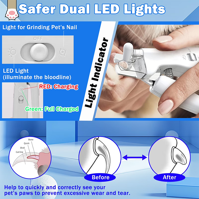 Electric Dog Cat Nail Clippers Trimmer With Led Light Durable Grinder For Large Medium Small Dogs Cats Pets - image 6