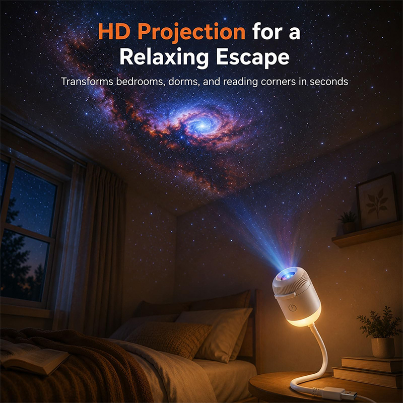 2-in-1 Galaxy Star Projector Night Light, 360 Rotating, Usb Powered - image 7