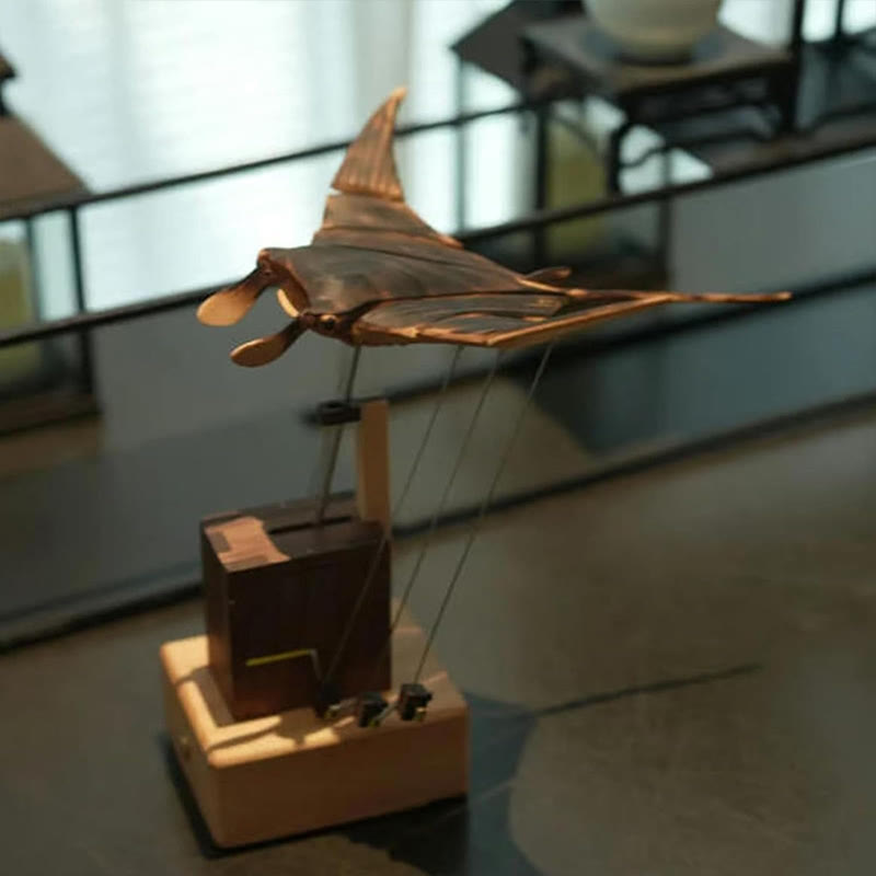 Wooden Manta Ray Automaton, Upgraded Version Handmade Wooden Electric Bionic Manta Ray Ornament - image 4