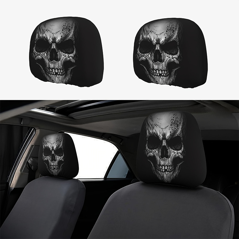 Ghost Face Headrest Covers, Scary Face Printing Auto Seat Universal Elastic Models Headrest Protector - 03 - 10.24 × 11.02 in - 8PCS - image 9