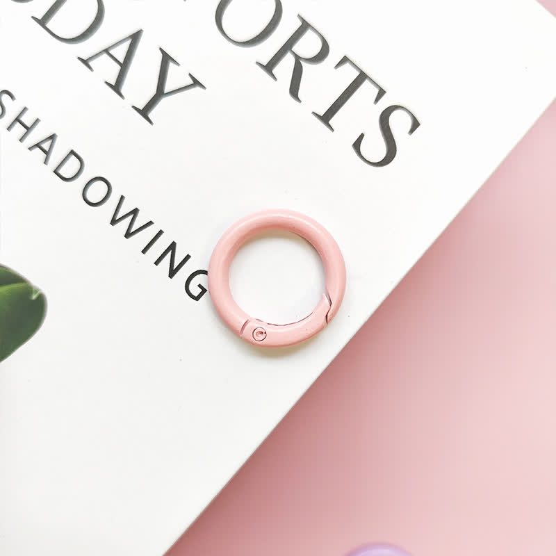 Carabiner Clip 50pcs Metal Colored Key Ring Clip Circle Keychain Rings - Pink - 50pcs - image 5