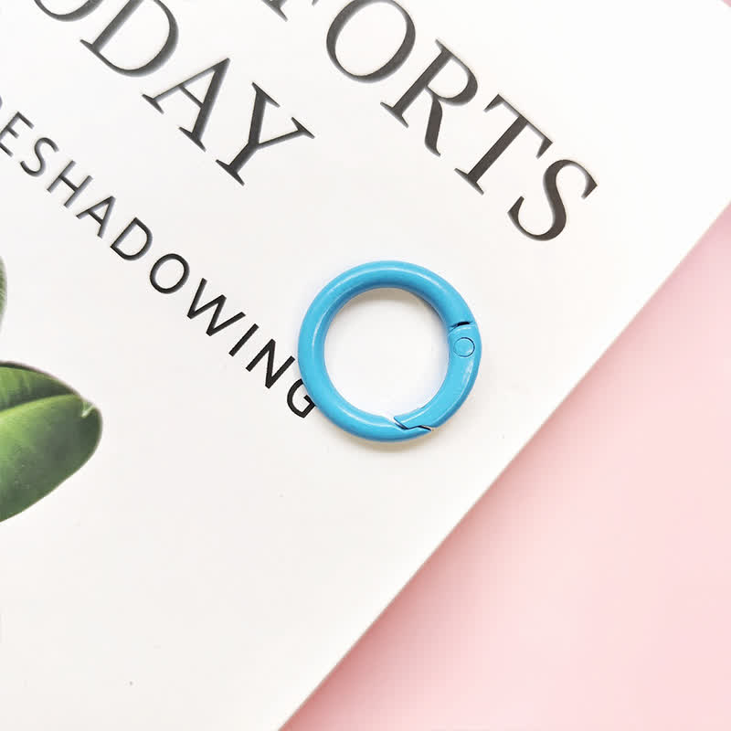 Carabiner Clip 50pcs Metal Colored Key Ring Clip Circle Keychain Rings - Blue - 50pcs - image 10