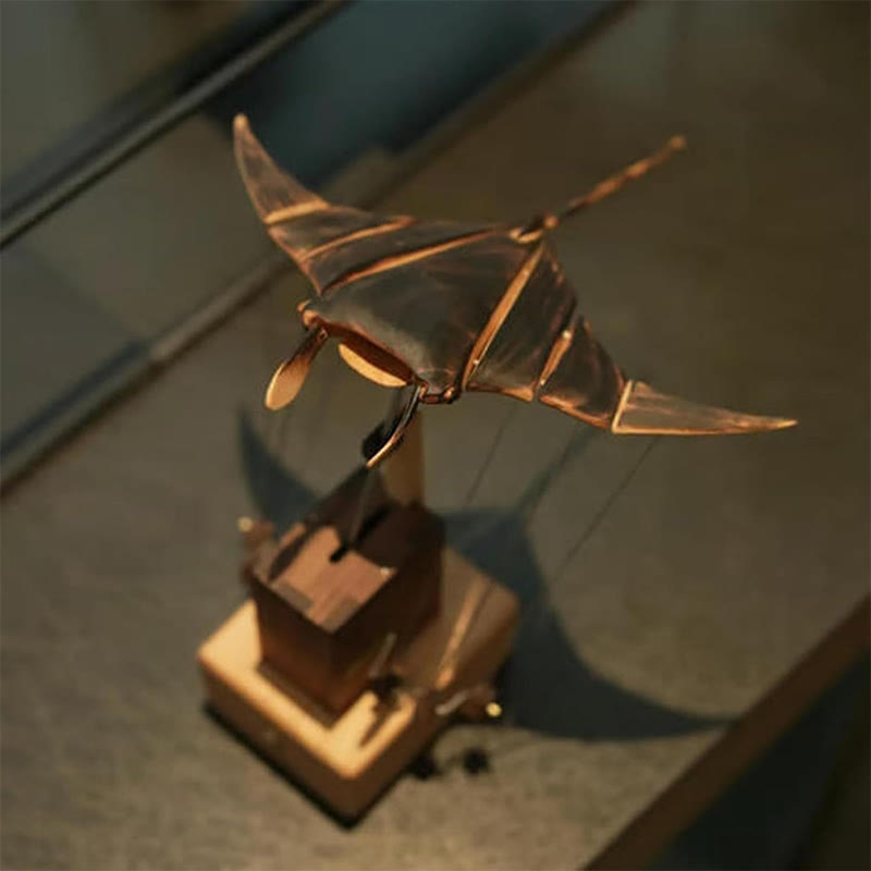 Wooden Manta Ray Automaton, Upgraded Version Handmade Wooden Electric Bionic Manta Ray Ornament - image 3