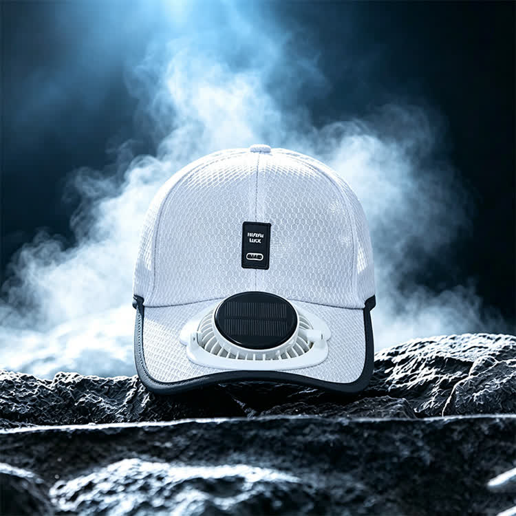 Outdoor Sun Protection Solar-powered Fan & Baseball Cap - White - image 12