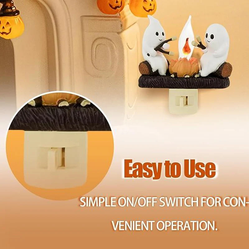 Halloween Ghost Spooky Campfire Flickering Nightlight - image 5
