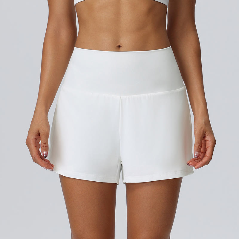 Solid Color High Rise Multi Pockets Gym Running Casual Workout Shorts - White - 2XL - image 7