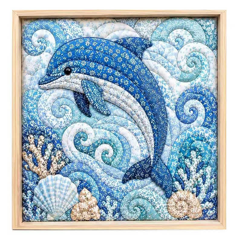Ocean Diy No-sew Kinusaiga Fabric Art Kit - Whale - 7.9 × 7.9 in (20 × 20 cm) - image 4