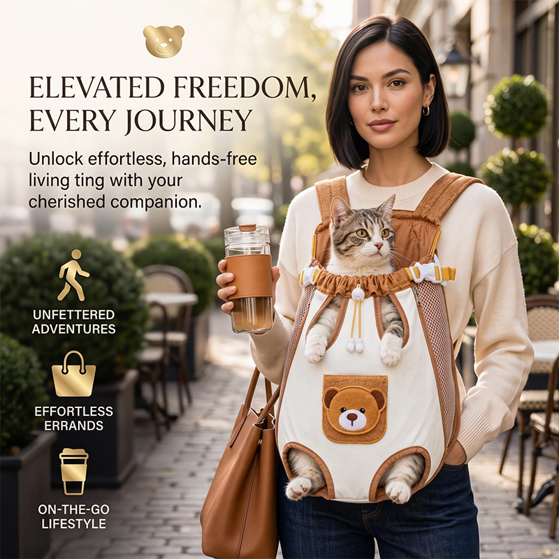 Cute Bear Design Front Pet Carrier Backpack, Adjustable Breathable Front Facing Pet Carrier For Dogs And Cats - image 5