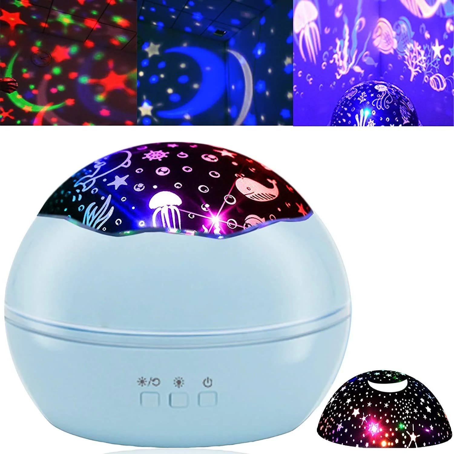 2 In 1 Ocean Star Night Light Projector Lamp 360 Degree Rotating - Blue - image 7