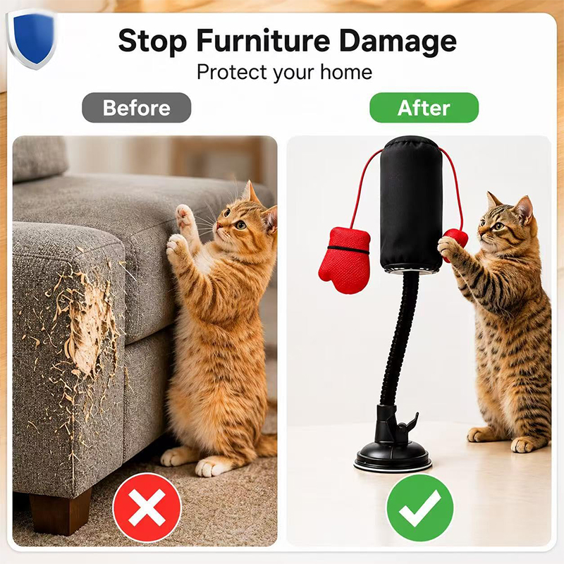 Cat Punching Bag Toy, Interactive Punch Cat Toy With Dangling Boxing Gloves - image 8