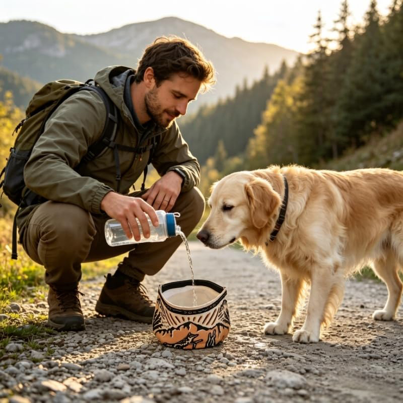 2 In 1 Reversible Dog Bandana Water Bowl,Portable Collapsible Lightweight Spill-leak Travel Hydration Feeding Bowl - image 3