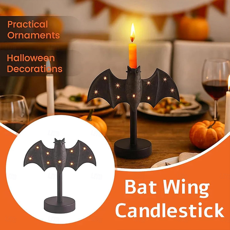 Halloween Candle Holder Twinkle Bat Candlestick Gothic Bat Candle Holder - image 5