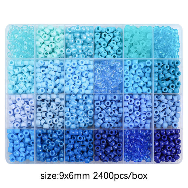 The Sparkles Pony Bead Box - Approximately 2400 Beads - Blue - 9 × 6 mm (0.35 × 0.24 in) - image 5