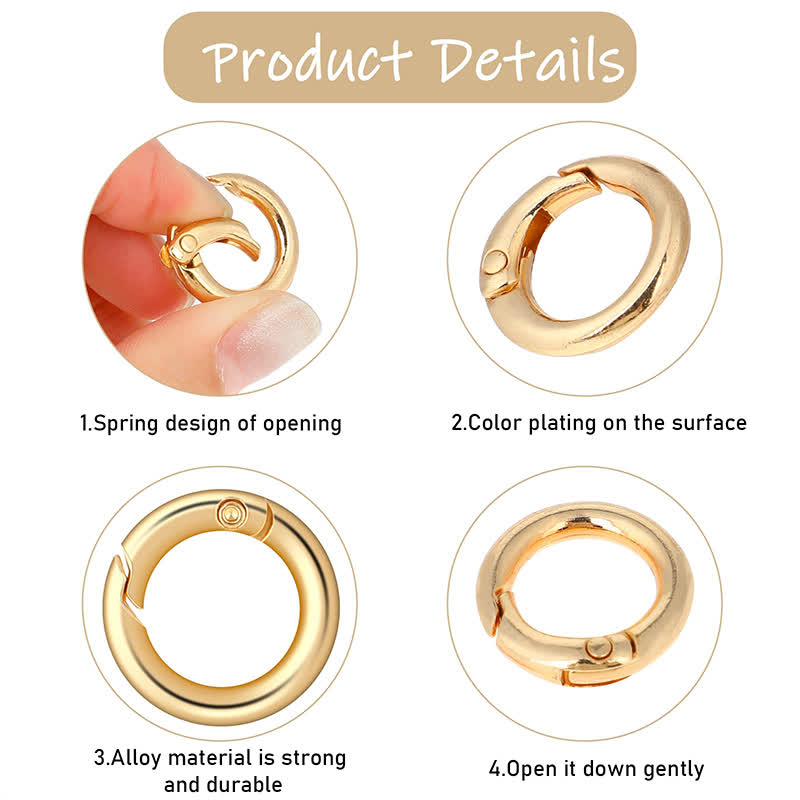 Small Spring O Ring, Metal Key Ring Hook Small Round Carabiner Clip - image 7