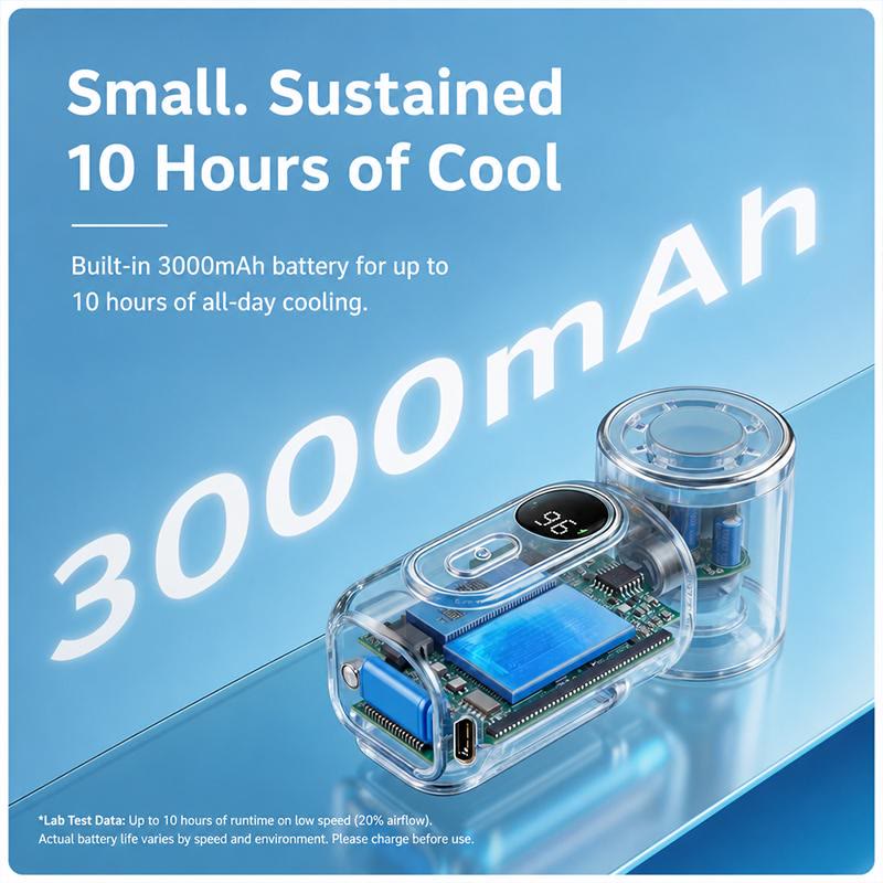 Mini Portable Handheld Clip Fan 3-in-1 Rechargeable 3000mAh Battery - image 5