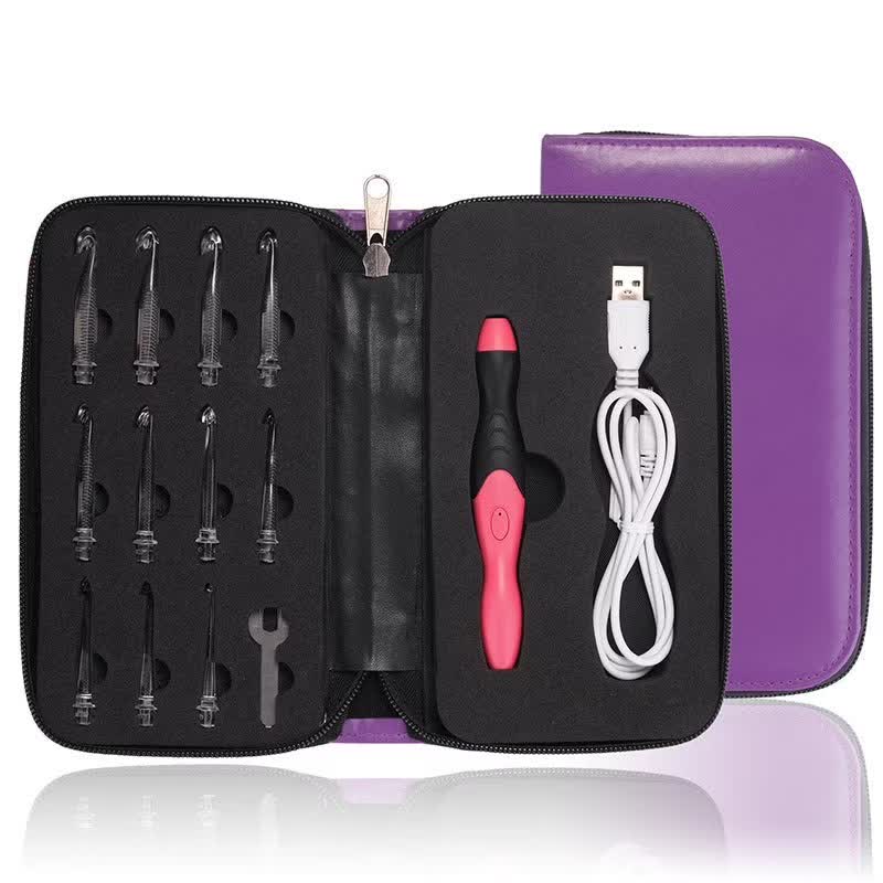 Lighted Crochet Hook Set 11 Size Interchangeable Heads 2.5mm To 8.0mm With Latest Bag, Usb Rechargeable - Purple - image 10