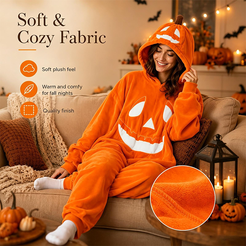 Unisex Halloween Pumpkin Hooded One Piece Cosplay Suit Family Halloween Outfits - image 4