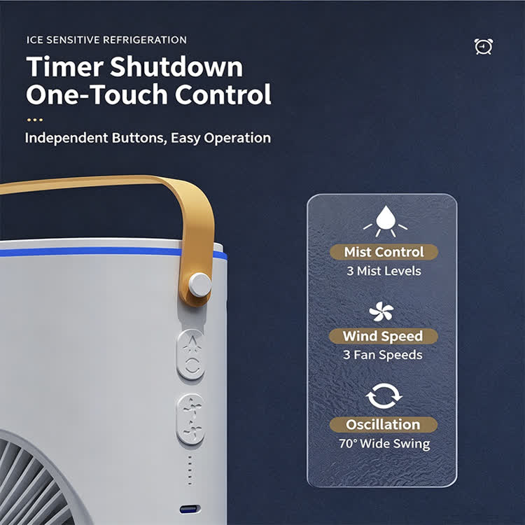 Powerful Dual-head Oscillating Desk Fan With Cooling Mist (3-hole Spray) - image 7