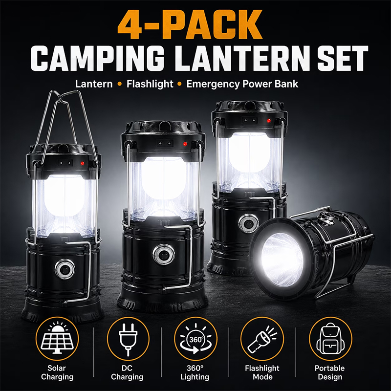 Led Camping Lantern, Solar & Usb Rechargeable, Collapsible Portable Light For Camping, Hiking, Emergencies, Hurricanes, Storms - image 5