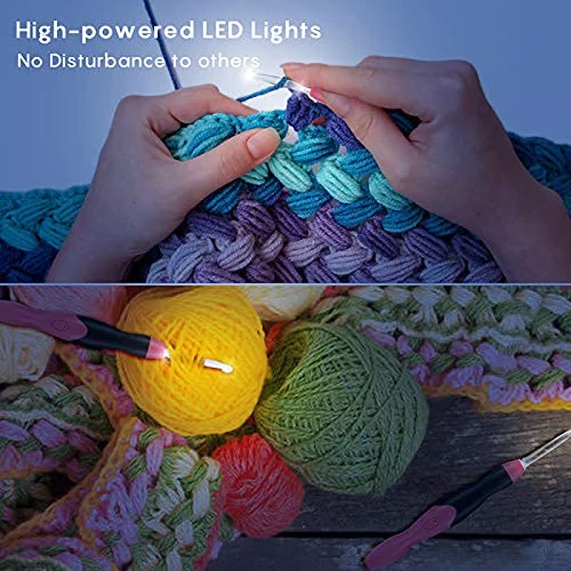 Lighted Crochet Hook Set 11 Size Interchangeable Heads 2.5mm To 8.0mm With Latest Bag, Usb Rechargeable - image 7