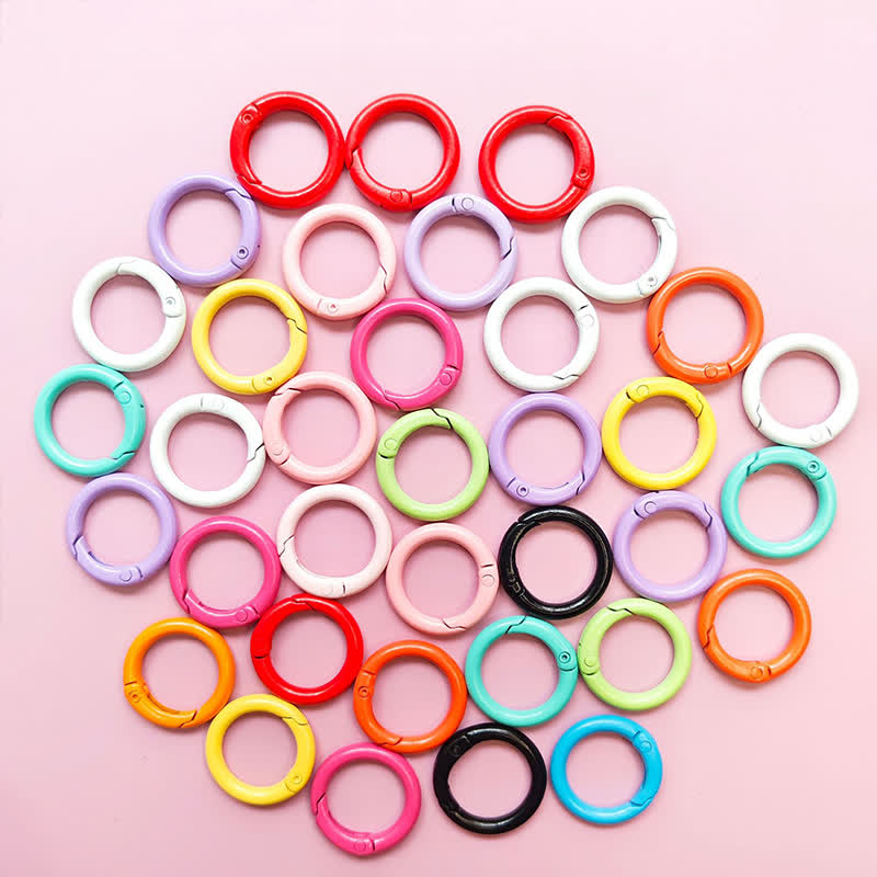 Carabiner Clip 50pcs Metal Colored Key Ring Clip Circle Keychain Rings - Multicolor - 50pcs - image 18