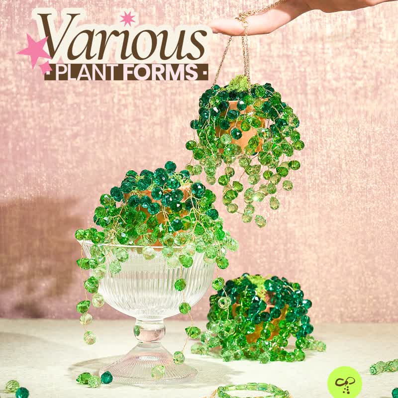 Beaded Plant Kit, Diy Hanging Suncatcher Craft Kit With Glass Crystal Beads, Pot, Chain, Faux Moss, Air Dry Clay, Instruction Bo - image 3