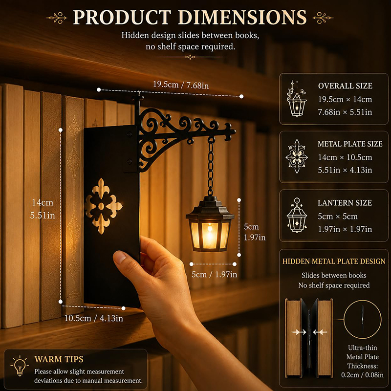 Library Lantern-decorative Bookshelf Lighting, Mini Bookshelf Lamp Slides Between Books, Warm Amber Led Bookshelf Lights For Boo - image 6