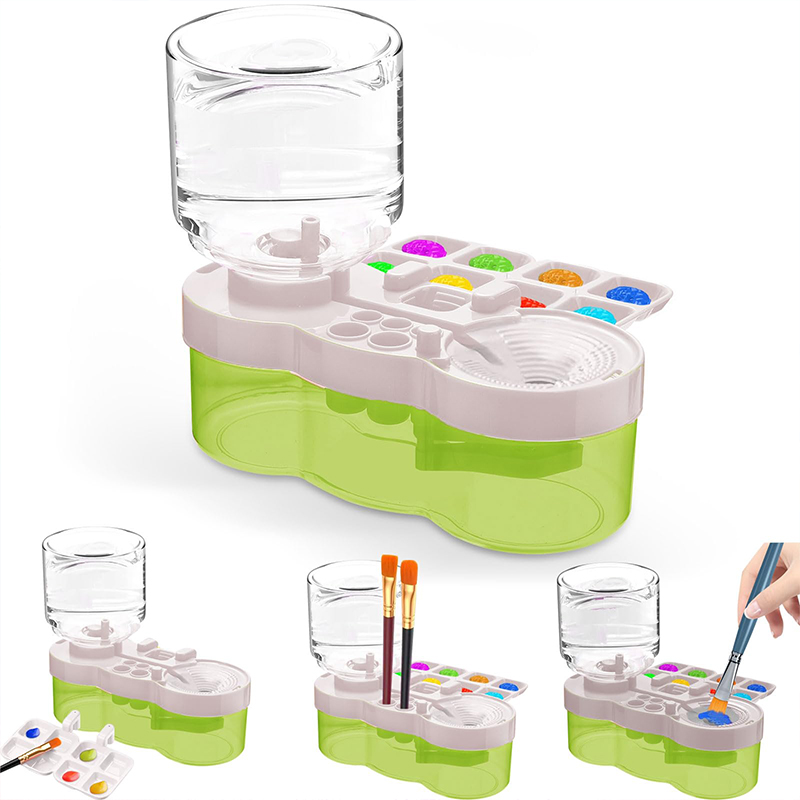 Upgraded Paint Brush Cleaner Tool,Brush Rinser Cup Painting Running Water Circulation Art Supplies For Acrylic,Watercolor And Wa - Green - image 9