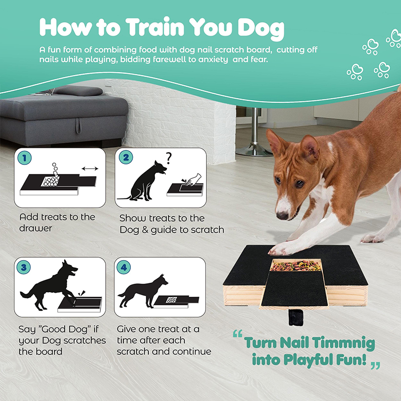Bone-shaped Dog Scratch Pad For Nails, Wooden Scratch Board With Treat Drawer, Interactive Dog Nail File Toy - image 4