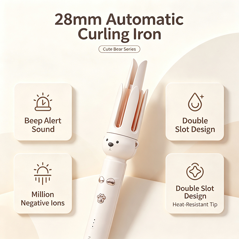 Fully Automatic Dual-slot Hair Curler - Beige - UK - image 4