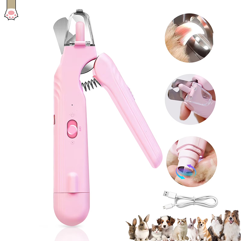 Electric Dog Cat Nail Clippers Trimmer With Led Light Durable Grinder For Large Medium Small Dogs Cats Pets - Pink - one size - image 3