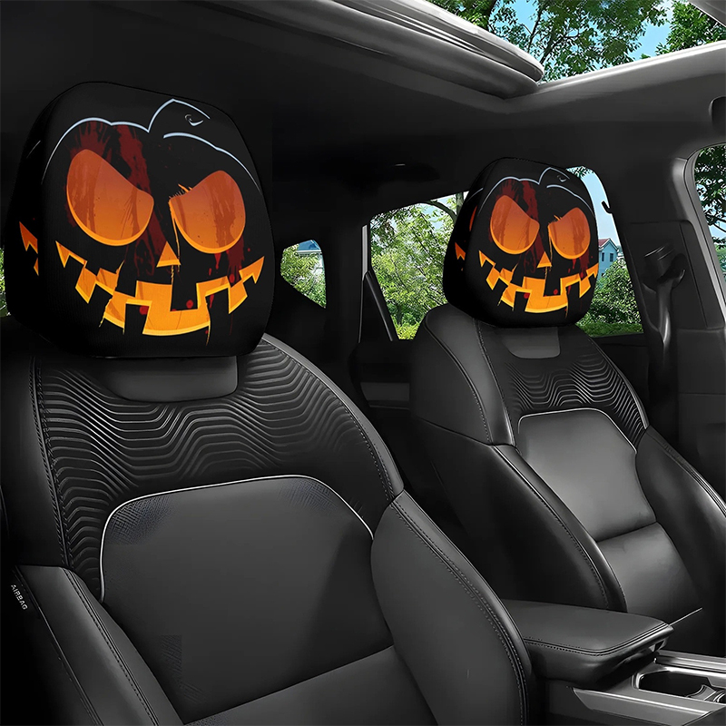 Ghost Face Headrest Covers, Scary Face Printing Auto Seat Universal Elastic Models Headrest Protector - 06 - 10.24 × 11.02 in - 8PCS - image 12