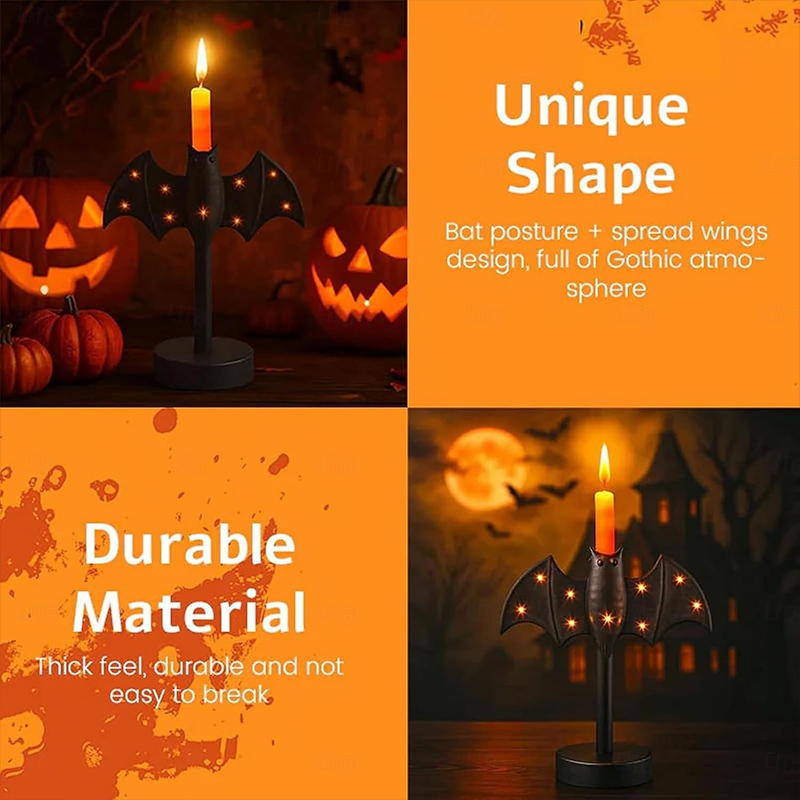 Halloween Candle Holder Twinkle Bat Candlestick Gothic Bat Candle Holder - image 4