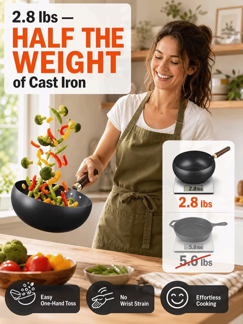 🔥🔥🔥【Heritage Craftsmanship】CenturyPan™ Handcrafted Cast Iron - Built to Last 100 Years！Grill, Fry, Steam, Bake, and More！
