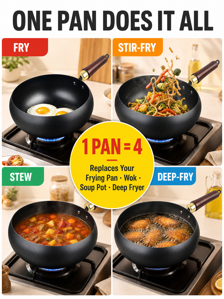 🔥🔥🔥【Heritage Craftsmanship】CenturyPan™ Handcrafted Cast Iron - Built to Last 100 Years！Grill, Fry, Steam, Bake, and More！