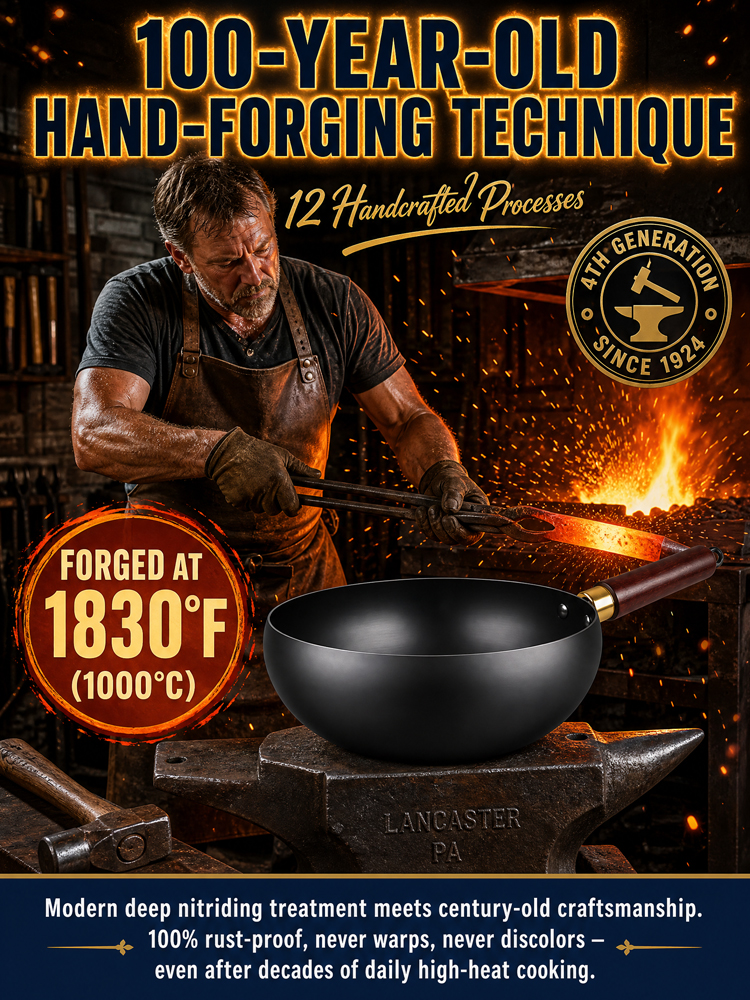 🔥🔥🔥【Heritage Craftsmanship】CenturyPan™ Handcrafted Cast Iron - Built to Last 100 Years！Grill, Fry, Steam, Bake, and More！