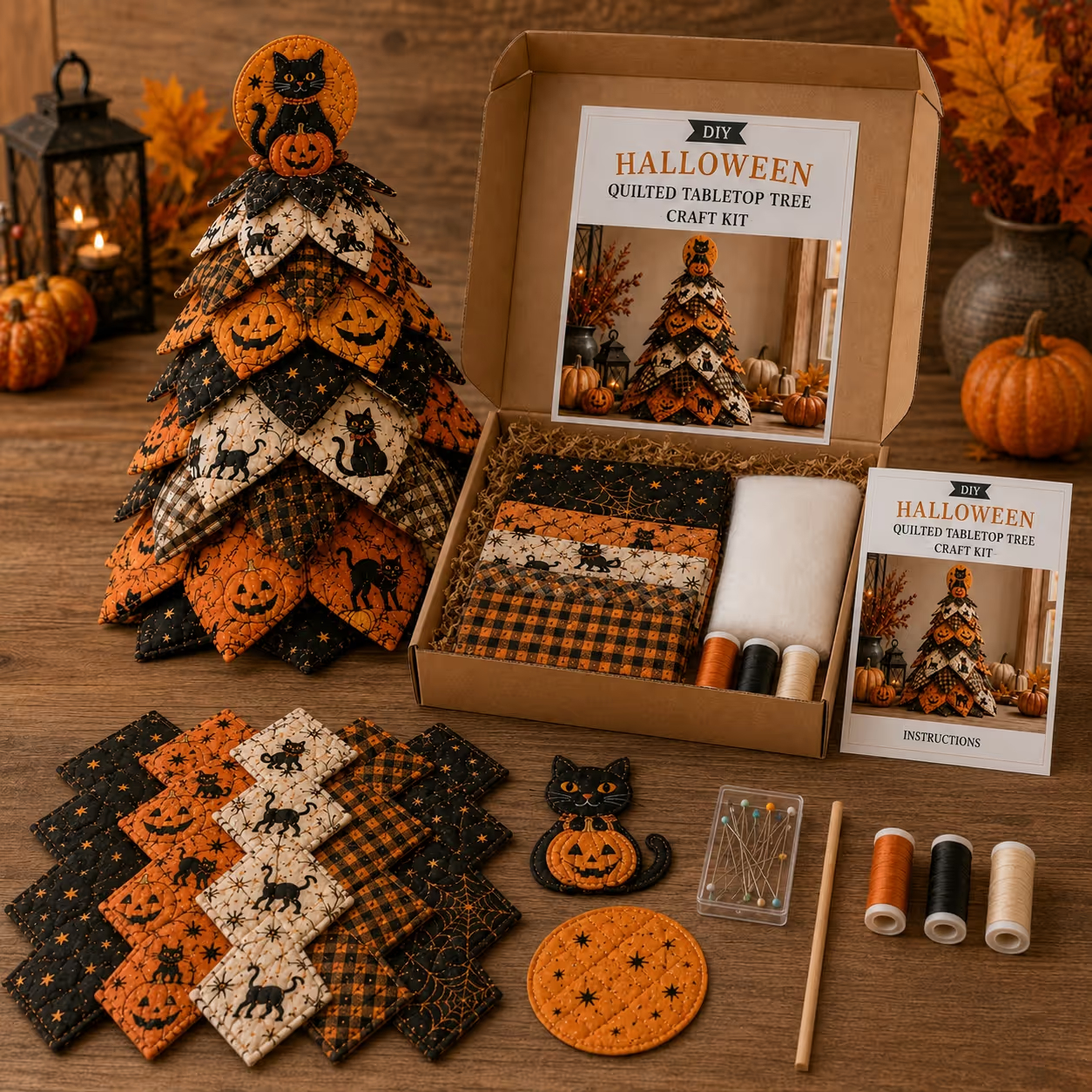 🎃 DIY Halloween Quilted Fabric Tree Kit