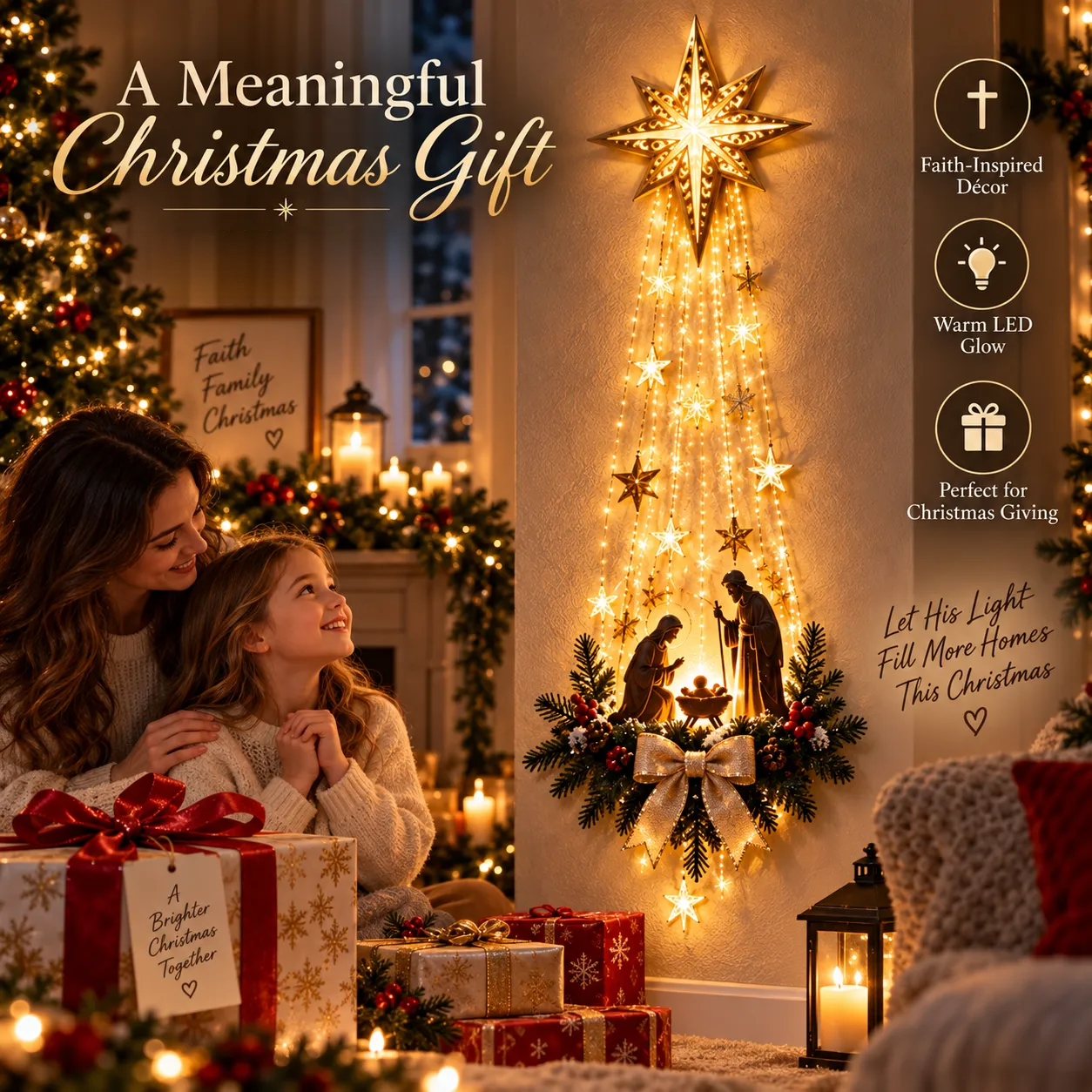 ✨Last Day 59% OFF✨✝️ Christmas gifts🎁 – Lighted Nativity Wall Decor