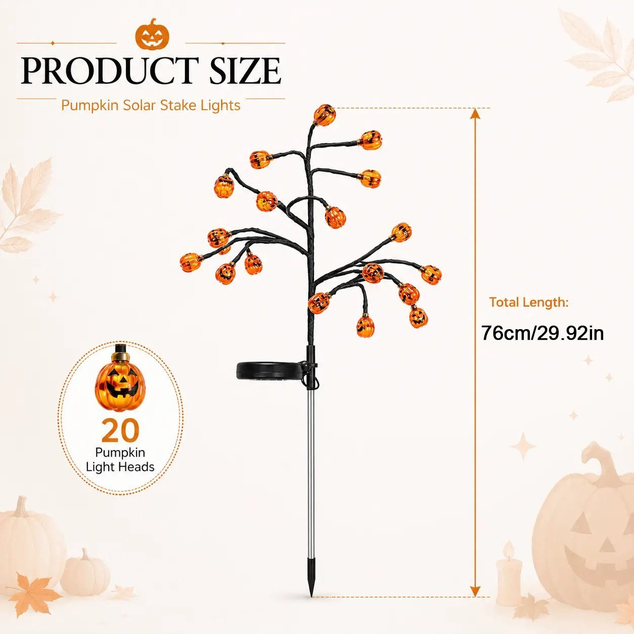 🔥LAST DAY 60% OFF✨Pumpkin Solar Branch Lights - Halloween Garden Stakes🎃