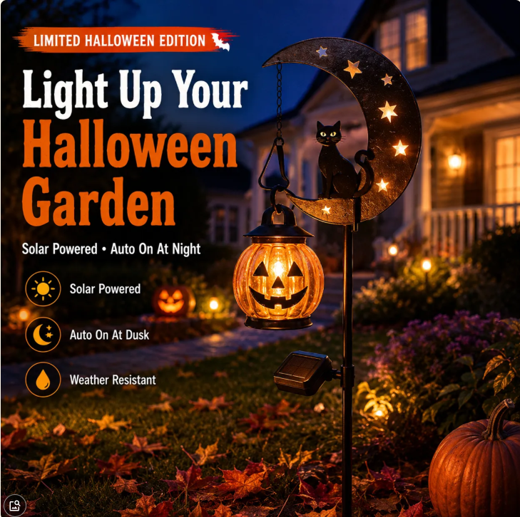🎃 Halloween Early Bird Sale | 49% OFF Solar Black Cat & Pumpkin Moon Stake Light