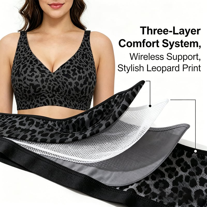 🔥Last Day 60% OFF🔥Super Firming Leopard Print Jelly  Bra | Women Wirefree Bras 👍