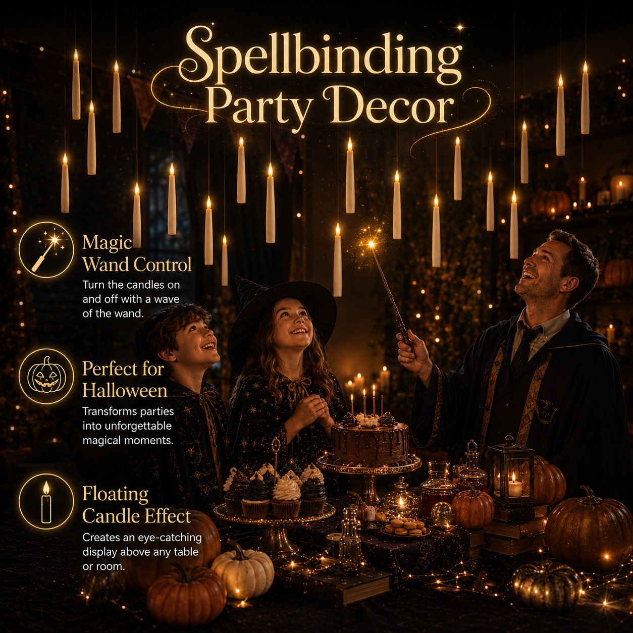 Floating LED candle set for enchanted room decor