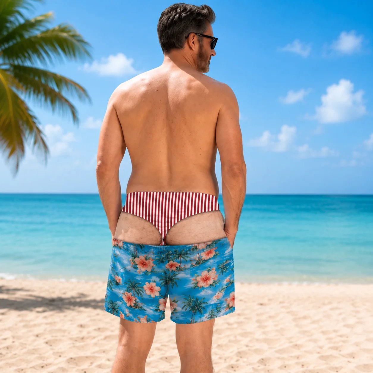 🔥Last Day 50% OFF🔥Funny Patriotic Men Swim Trunks - Personalized Birthday Gifts For Husband, Son, Grandson, Brother, Grandpa, Dad, Yourself - Warning Wide Load