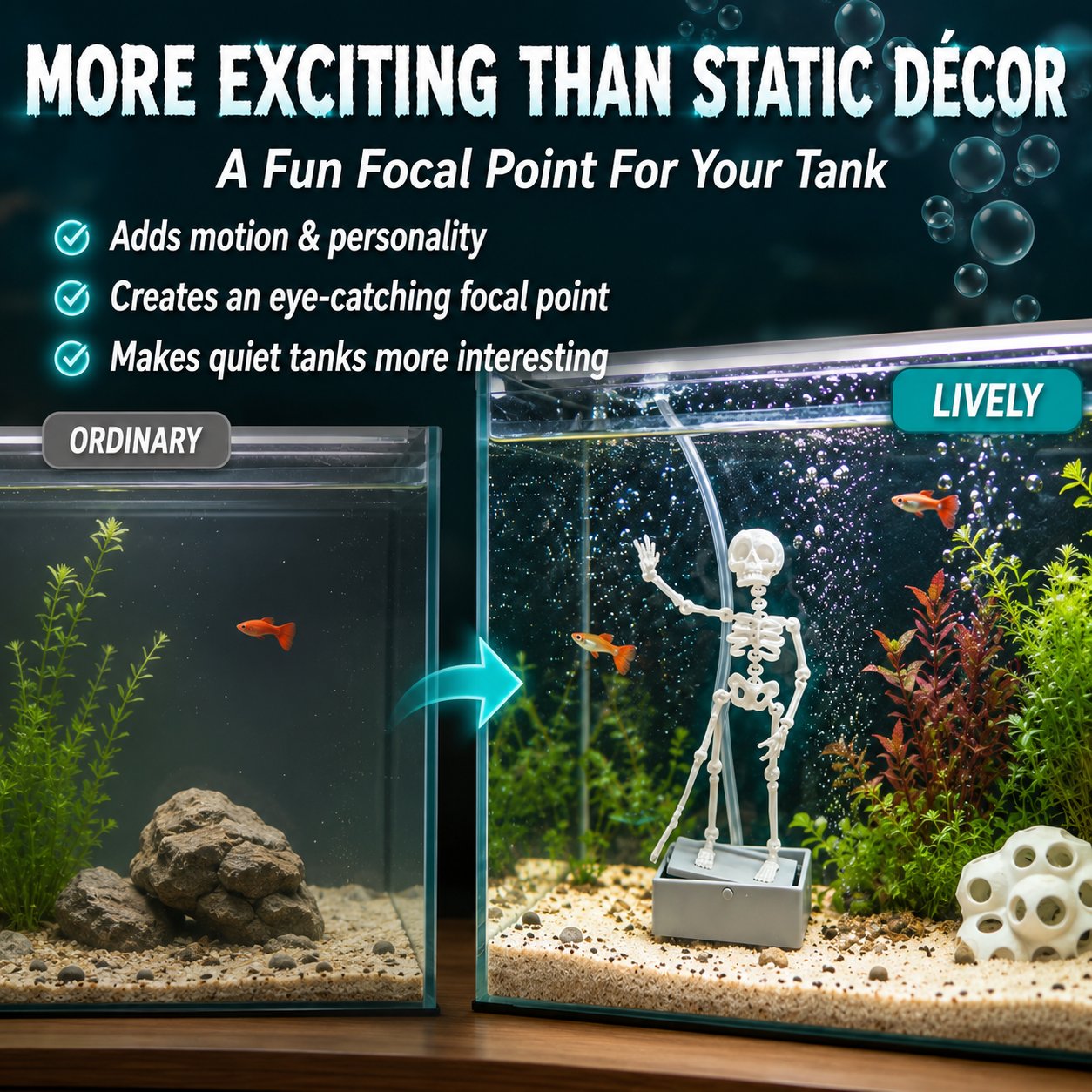 Air-Driven Dancing Skeleton Aquarium Ornament