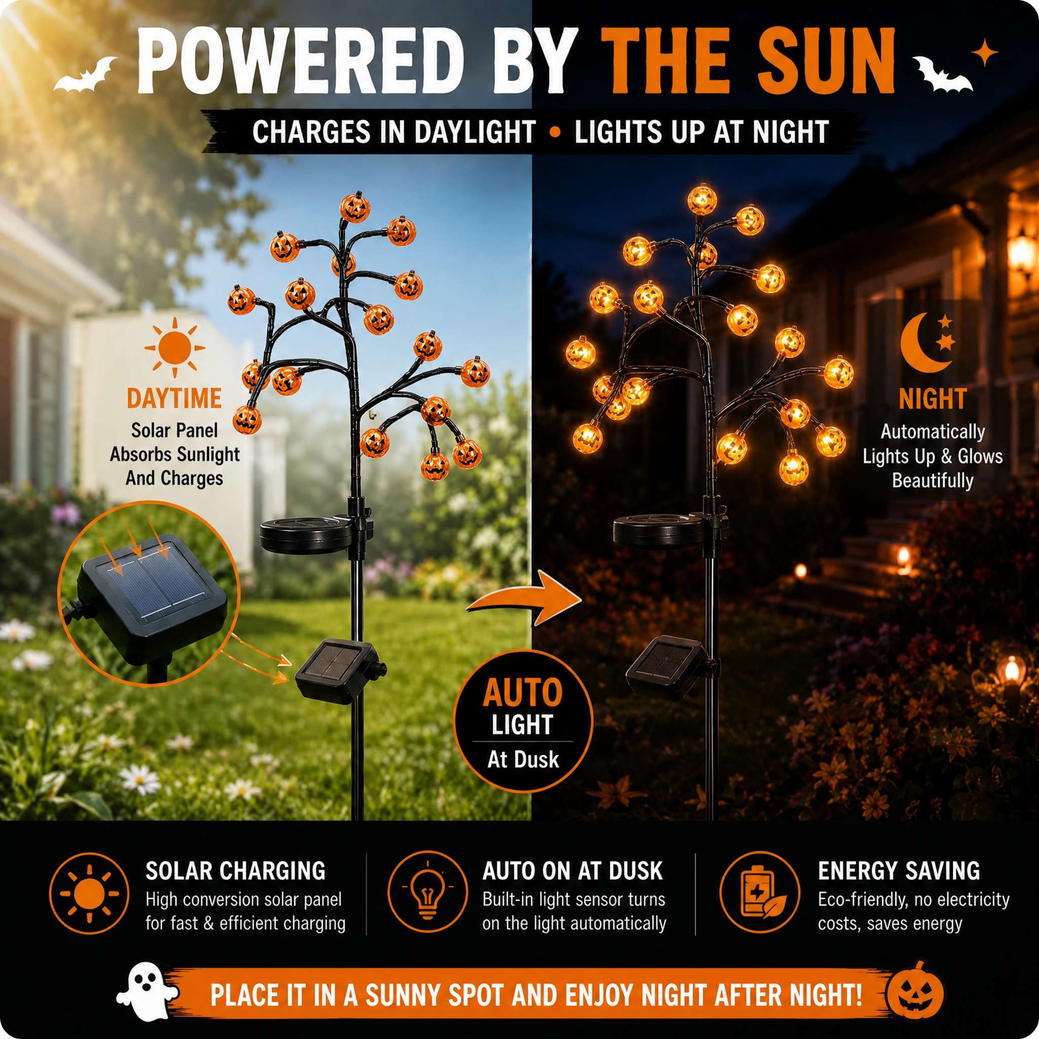 🔥LAST DAY 60% OFF✨Pumpkin Solar Branch Lights - Halloween Garden Stakes🎃