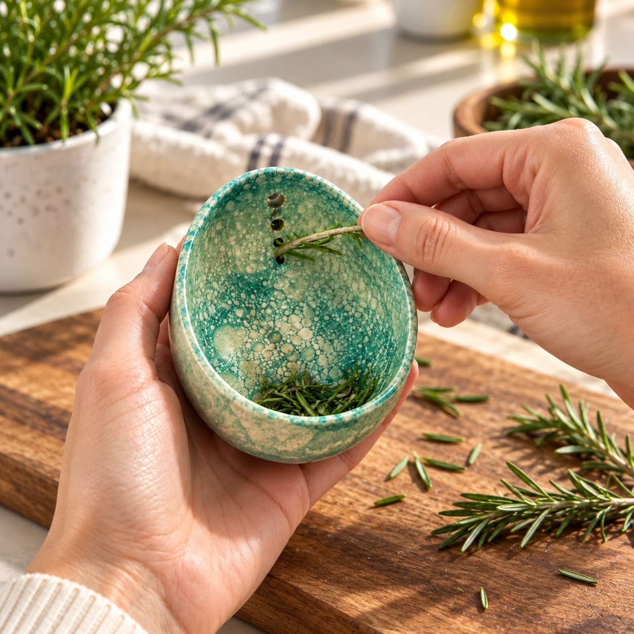 🔥Pottery Herb Stripper – Handmade Ceramic Herb Stripping Tool