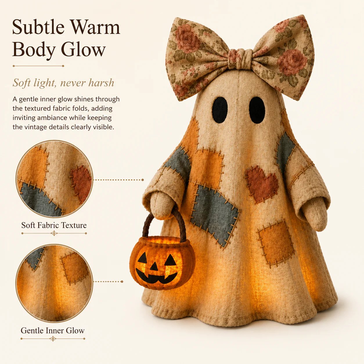 Vintage Patchwork Ghost Fall Halloween Decoration Cover