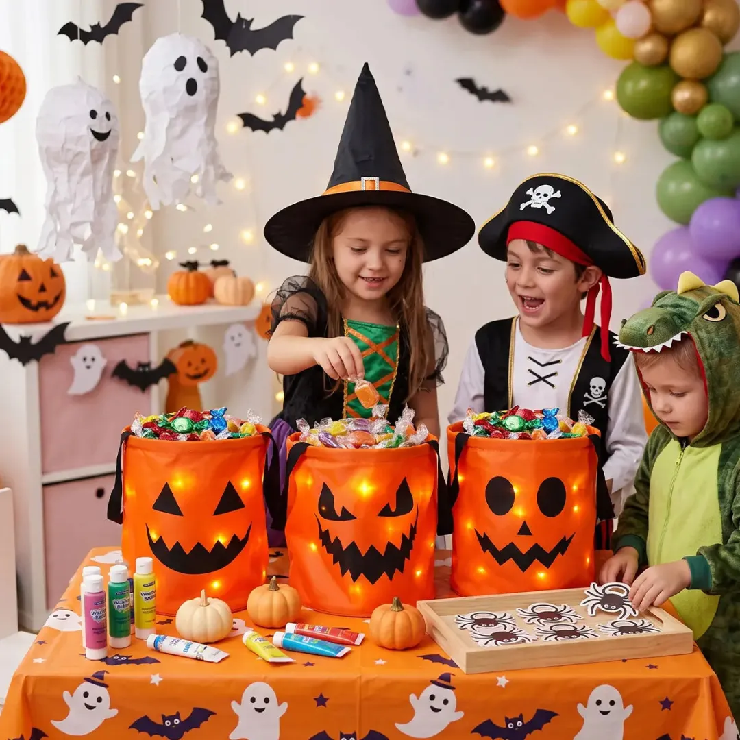 🎃 Halloween Candy Buckets with LED Lights 👻