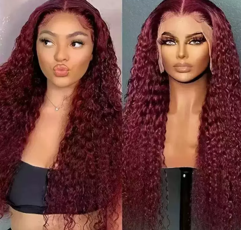 Jet Black Deep Wave Lace Frontal Wig for Women, Natural Looking Black Wavy Wig with Pre-Plucked Hairline